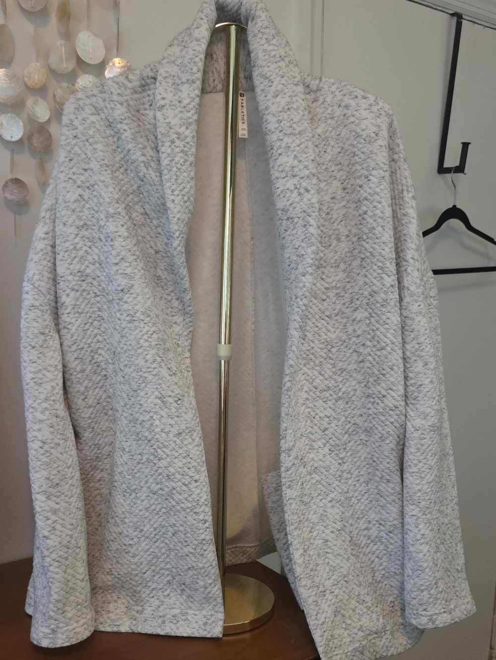 Fabletics Light Gray Open-Front Shawl Collar Jacket